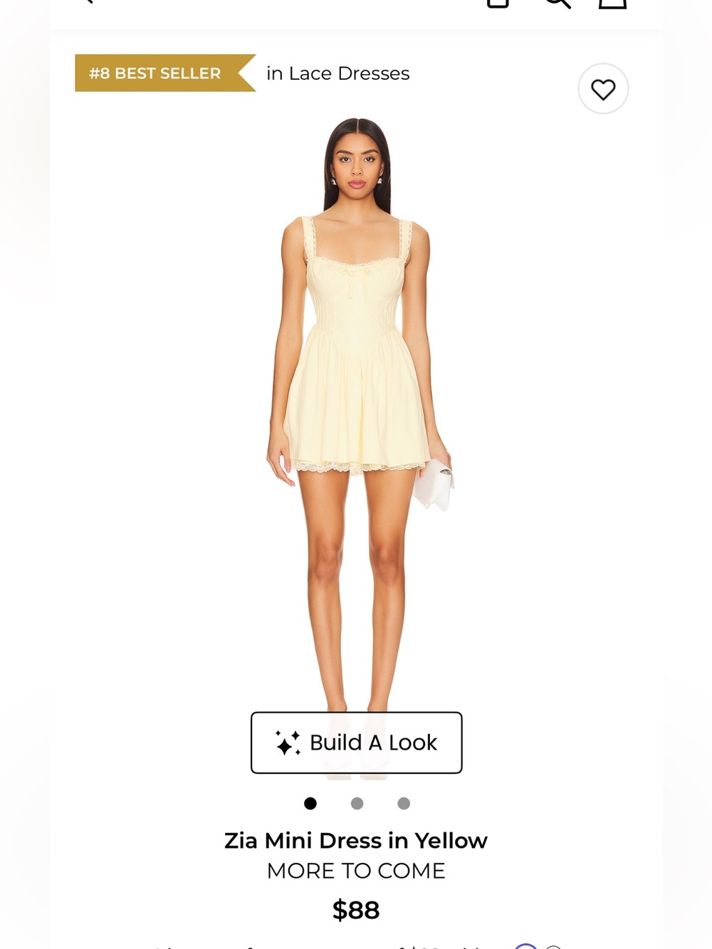 Zia Mini Dress — Soft Yellow Lace-Trimmed Mini